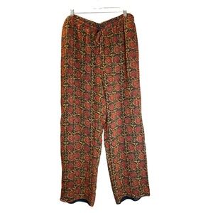 PERUVIAN CONNECTION Silk Floral Print Wide Leg Pants Women's Size 16